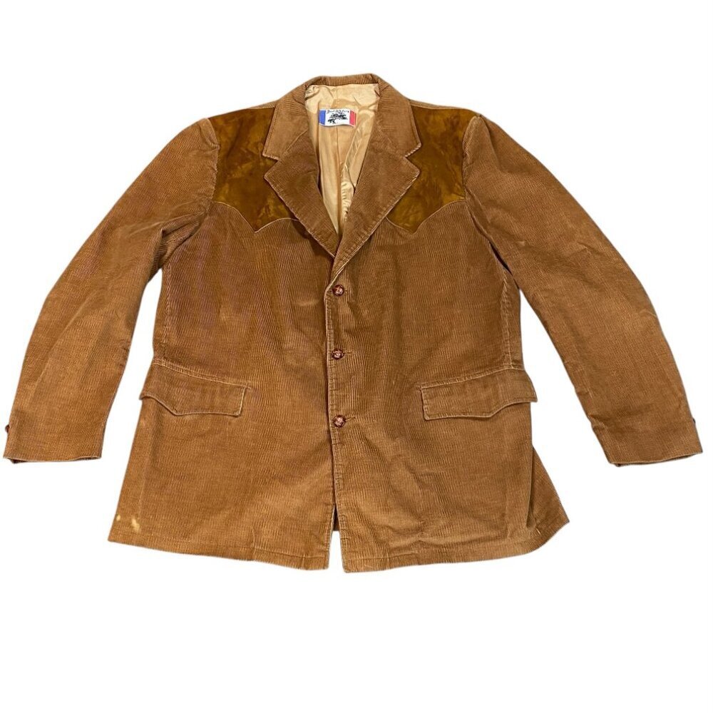 Vintage 70s Brad Whitney Men's Corduroy Western Sports Coat Blazer #258A